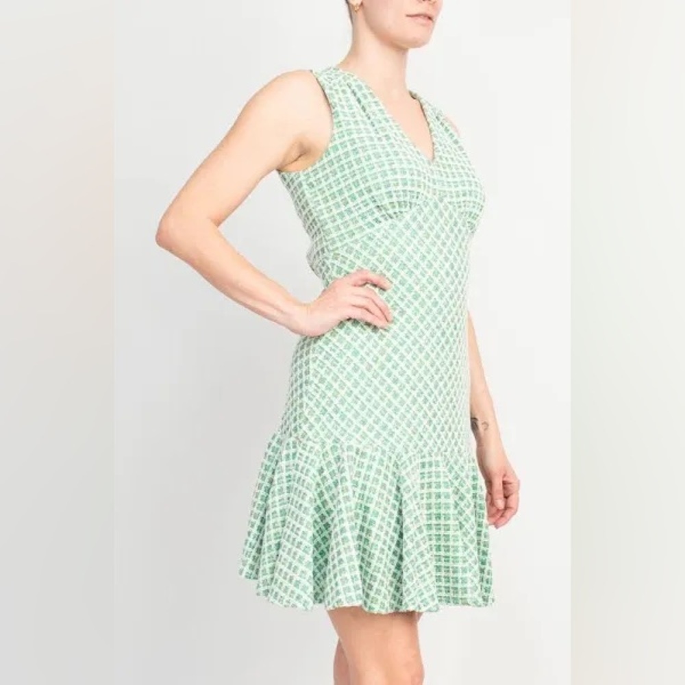 NWT Taylor womens Tweed Mini Dress, 16, Green